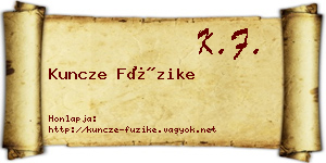 Kuncze Füzike névjegykártya